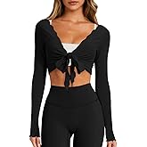 Yousify Women's Tie Wrap Tops Long Sleeve Bolero Shrug Lightweight Ballet Pilates Yoga Gym Workout Outfits