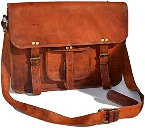 HandMadeDesign Leather Messenger Laptop (Upto 13 Inch Macbook Pro) Briefcase Shoulder Satchel Crossbody Bag for Men and Women