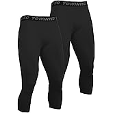 Towintec Mens 3/4 Compression Pants Dry Fit Athletic Workout Leggings Running Football Tights Yoga Gym Base Layer Underwear