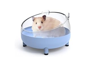 Meow&Woof Hamster Sand Bath Container, Large Sandbox Toilet Gerbil Batheoom, Tiny Chinchilla Dust Bathtub Sand Bath Box for Hamster Cage Accessories 6.5 Inch - Blue