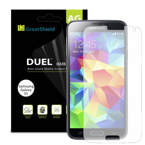 Samsung Galaxy S5 Screen Protector - GreatShield DUEL Mark II Anti-Glare (Matte) Screen Protector for Samsung Galaxy S5 (Retail Packaging) - 3 Pack