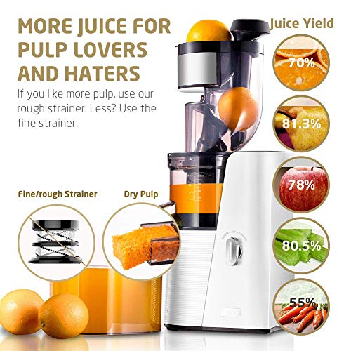 SKG Slow Masticating Juicer Cold Press 36 RPM Big Mouth Juice Extractor