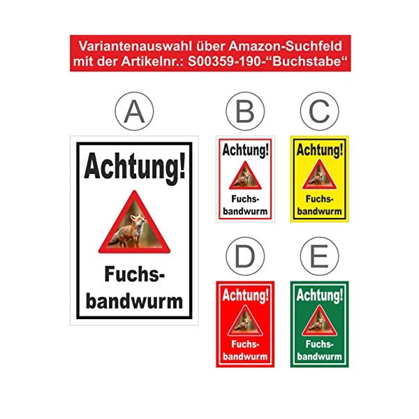 Melis-Folienwerkstatt Schild Fuchs-bandwurm - 30x20cm - 3mm Aluverbund â 20 VAR S00359-190-E – Bild 4