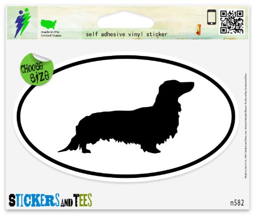 Dachshund Long Haired Dog Breed Shape Oval Vinyl Car Bumper Window