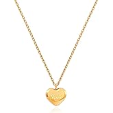 Zeffy Dainty Gold Heart Necklace for Women Trendy 14K Gold/Silver Plate Cute Heart Pendant Choker Necklaces Gold Love Heart Chain Necklace for Women Dainty Gold Jewelry Gifts for Women