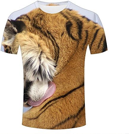 Pete Allan 3D t-Shirts For Men Tiger Lick His Foot Graphic Creative Unisex Cool Tees Tops L