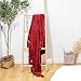 DOZZZ Fluffy Chenille Knitted Throw Blanket with Decorative Fringe for Home Décor Bed Sofa Couch Chair Burgundy Red