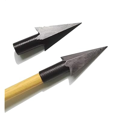 MILAEM Lot de 6 pointes de flèches traditionnelles en métal de 8 mm de diamètre pour flèches en bambou