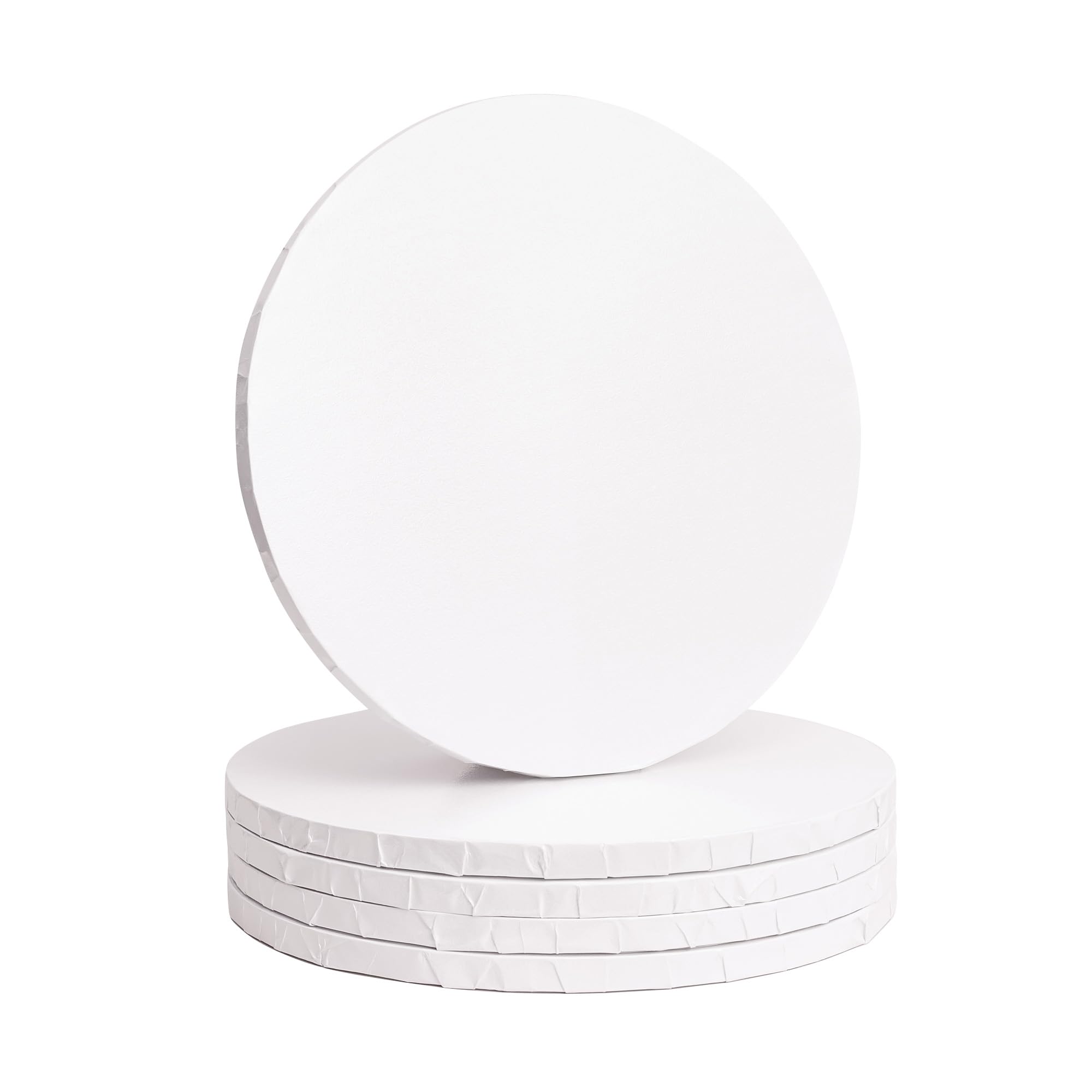 The Baked Studio - 8 Inch 12mm Thick Round White Gloss Drum Cake Boards (Pack of 5)