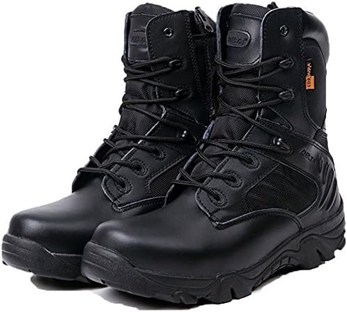 Dleta Classic Side-Zip Training Resistant Military Boot Men's Army Shoes, Black, US 10