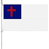 Embroidered Christian Flag Christianity Cross Church Jesus Faith Flags 3x5 for Outdoor Room Double Sided 340D Polyester Fiber Vibrant Colors Catholic Flag with 2 Brass Grommets