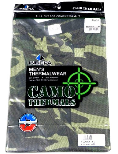 Indera - Mens Thermal Camouflage Long John Pant 812DR , Olive 27473-X-Large