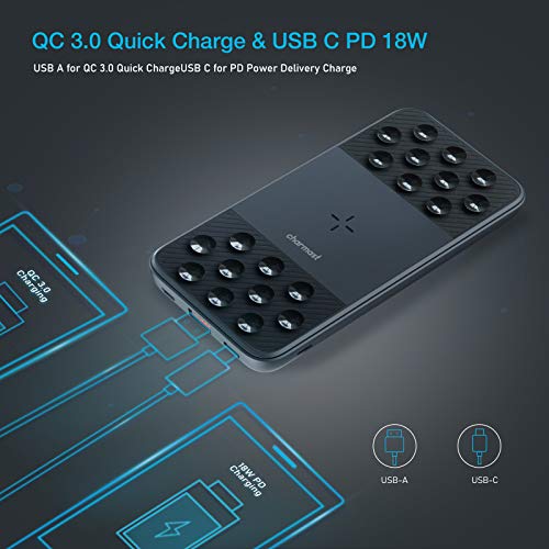 Charmast draadloze Power Bank USB C 10000mAh Zuignap Draagbare Oplader 18W PD Quick Charge 3.0 Externe Accu Compatibel… - Afbeelding 7
