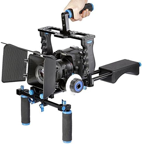 DSLR Video Stabilizer Shoulder Mount Rig+Matte Box+Follow Focus+Cage for Canon 5D Mark III 5D2 60D 70D 7D 6D DSLR Camera