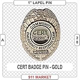 CERT Lapel Pin Community Emergency Response Team Gold Badge US FEMA - A 28