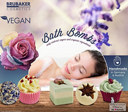 BRUBAKER Cosmetics 6 Handmade"Sweet Berries" Spa Bath Bombs Bath Melts Bath Truffles Gift Set - All Natural Vegan, Organic Shea Butter, Cocoa Butter and Olive Oil Moisturize Dry Skin.