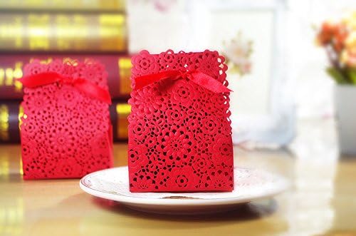 Amazon Com Sorive Red White Gold Laser Cut Wedding Candy Box