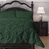 Pinch Pleat Comforter Set - 4-Piece - by ExceptionalSheets, Queen, Hunter Green