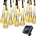 Qedertek Solar String Lights 19.2 Ft 8 Modes 30 Water Drop LED, Solar Lights for Garden Decorations, Fence, Patio, Xmas, Wedding, Party and Holiday (Warm White)