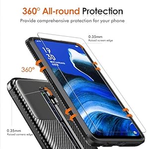 iVoler Cover per Oppo Reno2 Z/Reno 2Z / Oppo Reno2 F/Reno 2F, con 3 Pezzi Pellicola Vetro Temperato, Fibra di Carbonio… - immagine 6