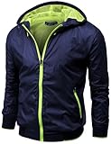 Doublju Men's Windbreaker with Contrast Mesh Lining