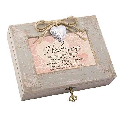 Cottage Garden I Love You More Natural Taupe Wood Locket Box Music Box Plays How Great Thou Art