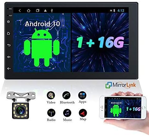 Android 10.0 Bluetooth Car Stereo, Split Screen Display, Double DIN Car Radio GPS Navigation 7 Inch HD Touchscreen with Internet WiFi Mirror Link FM Radio Double USB + Backup Camera
