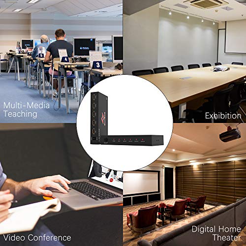 HDMI Splitter 1 in 4 Out, ELUTENG HDMI Switcher 4K Powered Adatper Supports Up to Ultra HD 3D 1080P HDMI Switch Compatible with STB PC PS4 DLP Xbox DVD Player Blu-ray to HDTV