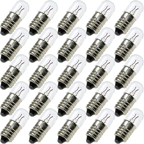 ToToT 25pcs E10 Mini Light Bulbs 6.3V 0.15A Physical Electrical Experiment Screw Base Indicator Light Incandescent Bulb Old-Fashioned Flashlight Lamp - Thumbnail 7