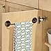 mDesign Metal Self Adhesive Towel Rack Hanger - Easy Mount Towel Bar - Stick On Towel Rod for Kitchen Walls, Cabinets, Door, or Mirrors - Use for Hand, Dish, Tea Towels - Poppon Collection - Bronze