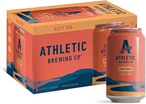 Athletic Brewing Company Craft Non-Alcoholic Beer - 6 Pack x 12 Fl Oz Cans - Free Wave Hazy IPA - Low-Calorie, Award Winning 