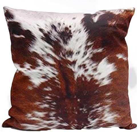 Sengreat 18x18 Inch Tri Color Brown Cowhide Print Cotton Polyester Sofa Relaxing Pillow gift Cushion Case Cover