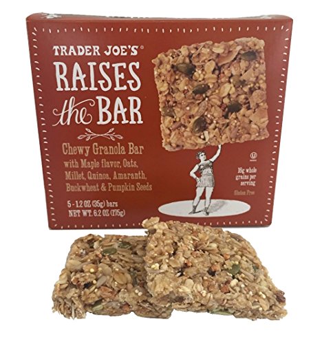 Trader Joe's Raises the Bar Gluten Free Chewy Granola Bars, 5 Count Box, 1.2 oz Bars (Maple)