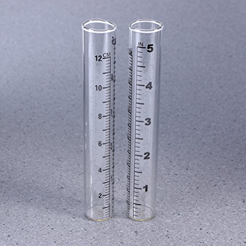 OUNONA 2Pcs Rain Gauge Glass Replacement Tube Flat-bottomed Rain Gauge Test Tube with Scale for Yard Garden Outdoor Home 12cm