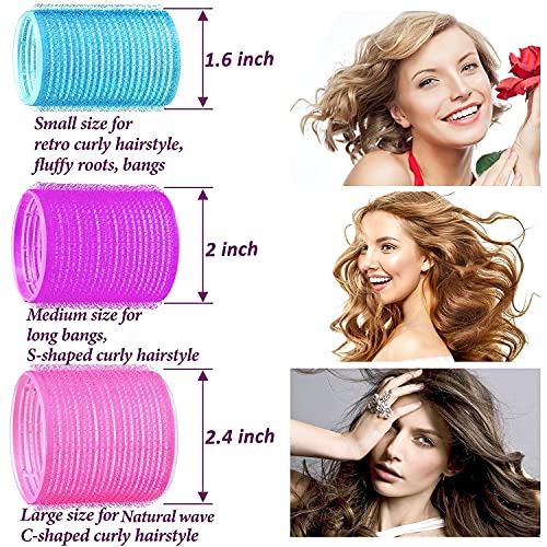 KHTD Large Hair Rollers Sets for Medium Long Hair,Self Grip Heatless DIY Curly Hairstyle Curlers Includes 27 Pcs Hair Curlers and 12 Pcs Clips,Hairdressing Curlers Tools (9 Jumbo+9 Large+9 Medium)