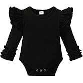 Sanpersonlin Baby Girl Solid Color Romper Infant Ruffle Sleeve Bodysuit One Piece Outfit Toddler Jumpsuit clothes