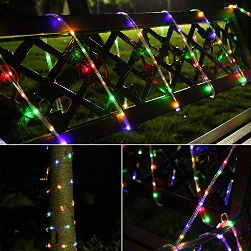 GreenClick LED Twinkle Rope Light Battery Operated 120 LEDs Color Changing Rope Lights with Romote Timer Waterproof 45Ft 8 Mode String Lights for Patio, Yard, Parties, Wedding