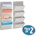 mDesign Hanging Fabric Office Supplies Storage Organizer for Notebooks, Planners, File Folders - Pack of 2, 4 Pockets Each, Taupe/Natural