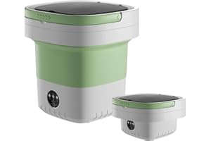 MIHEQIKQI Portable Washing Machine, 16L Large Capacity Laundry Washer Cleaning for Underwear, Baby Clothes, Shirts,Small Delicates. Foldable Mini Washer and Dryer Combo for Apartment,Hotel,Camp,RV,Travel(Green)