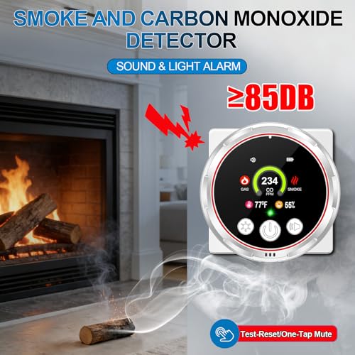 New 5-in-1 Smoke Detector and Carbon Monoxide Alarm, Portable Carbon Monoxide Detector Plug in wall, Air Quality Detector Check CO, Temp, Humidity, Natural Gas Detector for Home Hotel RV Travel