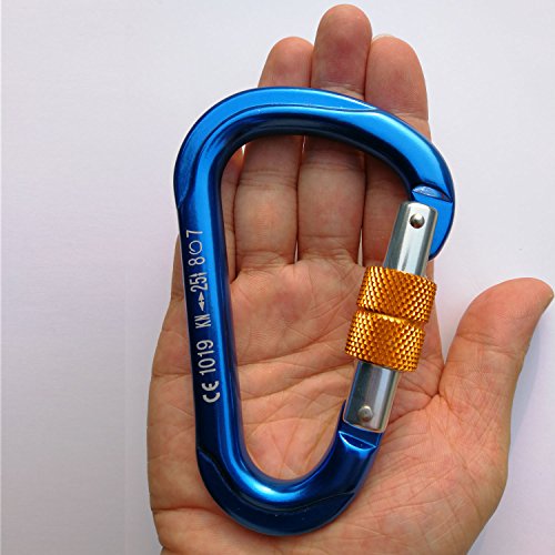 CARAPEAK 25kN Screwgate Locking Pear Shaped Climbing 2 Pack Set HMS Carabiner, Aluminum Rock Climb Clip for Rappelling, Belaying Blue - Thumbnail 2