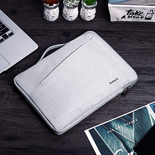 Ferkurn 14 inch 15inch 15.6 inch Laptop Sleeve with Handle Compatible MacBook Pro 15, Surface Book 2 15, HP, Dell, Protective Waterproof Carrying Laptop Case Bag -Off White - Thumbnail 5