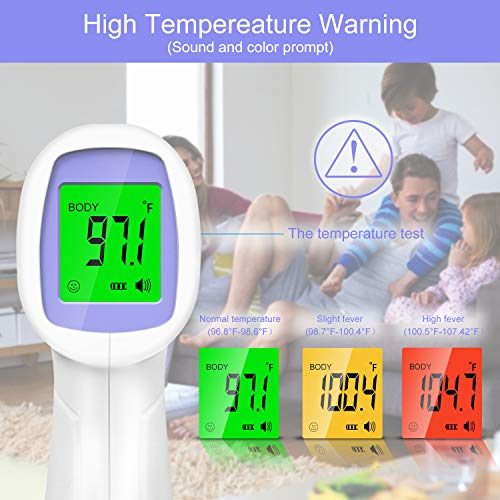 Thermometers for Adults Forehead, Fever Alarm 1 Second Reading Thermal Thermometer for Kids, Baby，Infrared Digital Thermometer Non Contact Thermometer,Purple