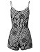 Patterned Front Lace Up Sleeveless Romper Black Size S