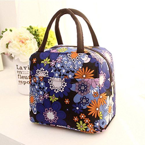 Lunch Handbag Among Thermal Insulated Tote Picnic Cool Canvas Bag Cooler Pouch Waterproof Zipper Boxes (Purple)
