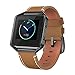 SWEES Leather Bands Compatible with Fitbit Blaze Smart Watch, Genuine Leather Replacement Band with Metal Frame Small & Large for Women Men, Champagne Gold, Rose Gold, Black, Brown, White, Grey, Beige