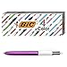 BIC 4-Color Shine Ballpoint Pen, Purple Barrel, Medium Point (1.0mm), Assorted Inks, 3-Count