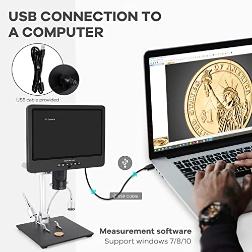 Andonstar AD249S HDMI Digital Microscope 10.1 Inch 2000x for Adults, UHD 2160p Video Recording 3 Lenses, Soldering Microscope