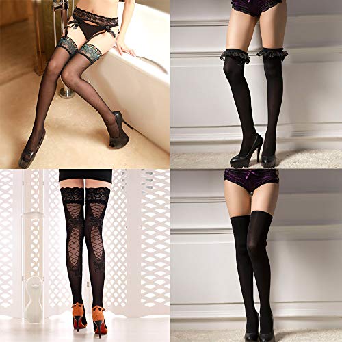 Sexy Sheer Lace Thigh High Stockings Over Knee Hosiery Nets Stay Up Long Socks Hanican, C