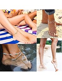 Dremcoue Adjustable Beach Anklets Toe Rings for Women Girls Band Open Toe Ring Anklet Bracelets Chains Beach Foot Jewelry Set 15-22 pcs